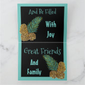 Moderne Weihnachtskarte Schwarz und Aquamarin Karte (Innenseite)