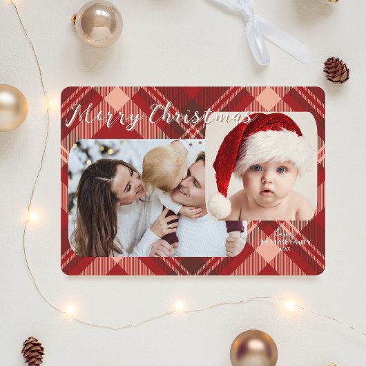 Moderne Weihnachtskarte | Traditionelles Kariert-F Feiertagskarte