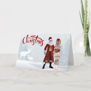 Moderne Weihnachtskarte und Mrs. Claus Weihnachtsk Feiertagskarte