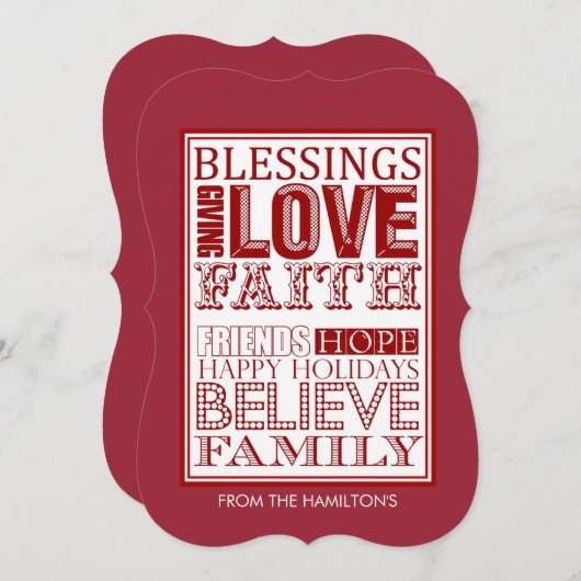 Moderne Weihnachtskarten (rot) Feiertagskarte (Vorne/Hinten)