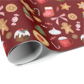Moderne Weihnachtskekse Watercolor Wrapping Paper Geschenkpapier (Rolleneckpunkt)
