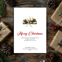 Moderne Weihnachtskerzen Tannen Grün Karte