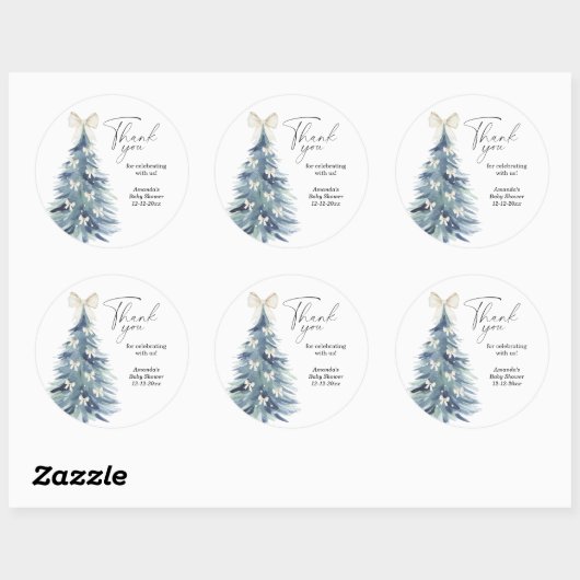 Moderne Weihnachtskieferndusche Runder Aufkleber (Blatt)