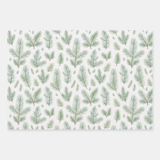 Moderne Weihnachtskiefernseher-Blätter Geschenkpapier Set (Vorderseite)