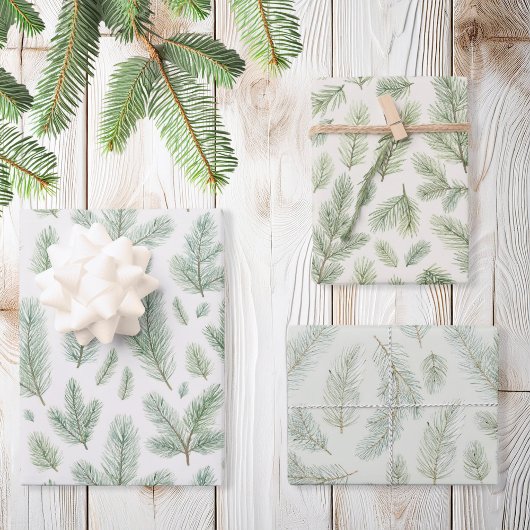 Moderne Weihnachtskiefernseher-Blätter Geschenkpapier Set