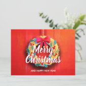Moderne Weihnachtskranz-Geschäfte Feiertagskarte (Stehend Vorderseite)