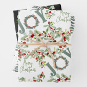 Moderne Weihnachtskränze und Freude Geschenkpapier Set (Beispiel)
