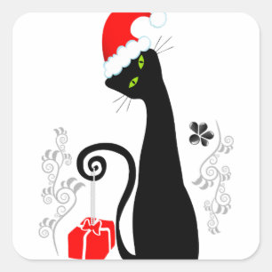 Moderne Weihnachtsküche Quadratischer Aufkleber