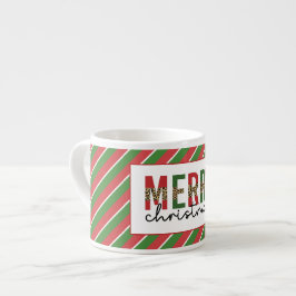 Moderne Weihnachtsleopard drucken Rote Grüne Strei Espressotasse