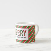 Moderne Weihnachtsleopard drucken Rote Grüne Strei Espressotasse (Vorderseite Rechts)