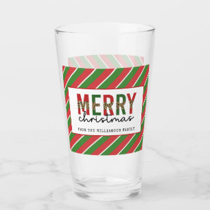 Moderne Weihnachtsleopard drucken Rote Grüne Strei Glas