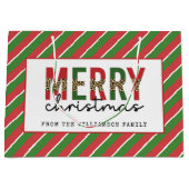 Moderne Weihnachtsleopard drucken Rote Grüne Strei Große Geschenktüte (Vorderseite)