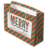 Moderne Weihnachtsleopard drucken Rote Grüne Strei Große Geschenktüte (Rückseite Schrägansicht)
