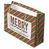Moderne Weihnachtsleopard drucken Rote Grüne Strei Große Geschenktüte (Vorderseite Schrägansicht)