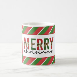 Moderne Weihnachtsleopard drucken Rote Grüne Strei Kaffeetasse