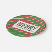 Moderne Weihnachtsleopard drucken Rote Grüne Strei Pappteller (Schrägansicht)