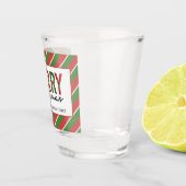 Moderne Weihnachtsleopard drucken Rote Grüne Strei Schnapsglas (Rechts)