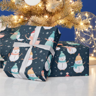 Moderne Weihnachtsmänner Bäume Schneeflocken Weihn Geschenkpapier