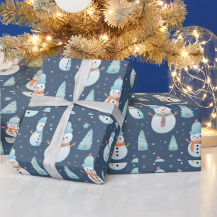 Moderne Weihnachtsmänner Bäume Schneeflocken Weihn Geschenkpapier