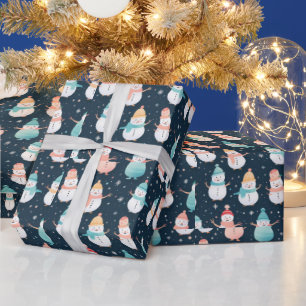 Moderne Weihnachtsmänner Schneemänner Schneeflocke Geschenkpapier