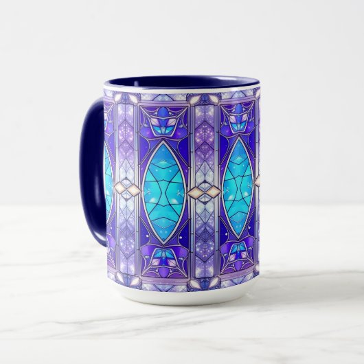 Moderne Weihnachtsmug mit Buntglas Tasse (Vorderseite Links)