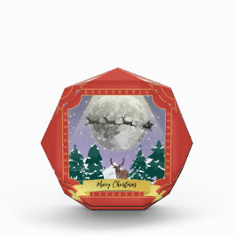 Moderne Weihnachtsnachtsnacht mit Santa Reindeer Fotoblock