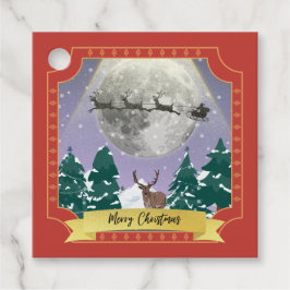 Moderne Weihnachtsnachtsnacht mit Santa Reindeer Geschenkanhänger