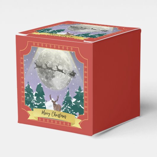 Moderne Weihnachtsnachtsnacht mit Santa Reindeer Geschenkschachtel (Vorderseite)