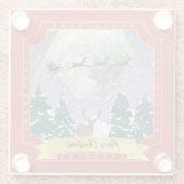 Moderne Weihnachtsnachtsnacht mit Santa Reindeer Glasuntersetzer (Rückseite)