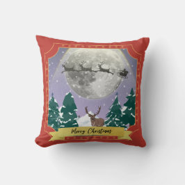 Moderne Weihnachtsnachtsnacht mit Santa Reindeer Kissen