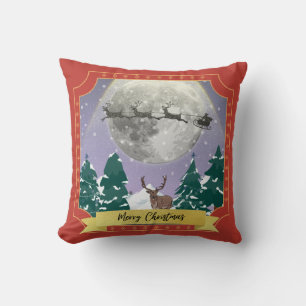 Moderne Weihnachtsnachtsnacht mit Santa Reindeer Kissen