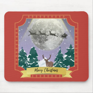 Moderne Weihnachtsnachtsnacht mit Santa Reindeer Mousepad