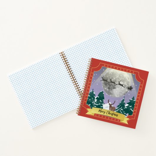 Moderne Weihnachtsnachtsnacht mit Santa Reindeer Notizblock (Innenseite)
