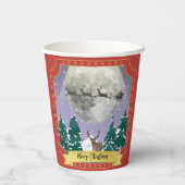 Moderne Weihnachtsnachtsnacht mit Santa Reindeer Pappbecher (Rückseite)