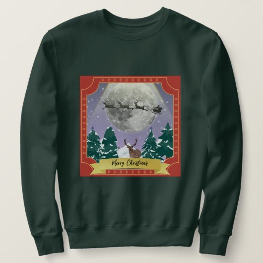 Moderne Weihnachtsnachtsnacht mit Santa Reindeer Sweatshirt (Design vorne)