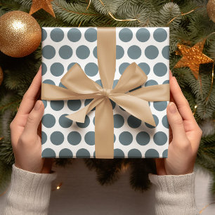 Moderne Weihnachtspapier mit blauen Tupfen Geschenkpapier