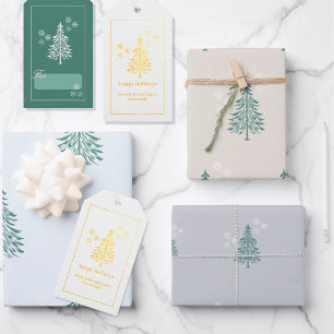 Moderne Weihnachtspapierbögen Tannenbäume Geschenkpapier Set