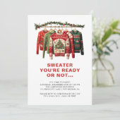 Moderne Weihnachtspullover Lustige Weihnachtsfeier Einladung (Stehend Vorderseite)