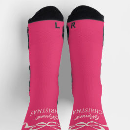 Moderne Weihnachtsrosa Bows Retro Holiday Socken