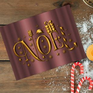 Moderne Weihnachtsrose Gold Noel Feiertagspostkarte