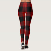 Moderne Weihnachtsrot und Schwarzes Buffalo Karier Leggings (Rückseite)