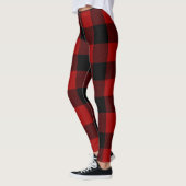 Moderne Weihnachtsrot und Schwarzes Buffalo Karier Leggings (Links)