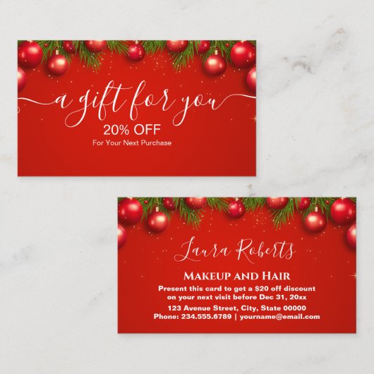 Moderne Weihnachtssaison in Unternehmen Rabattkarte (Vorne/Hinten)