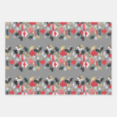 Moderne Weihnachtssaison Rot Silver & Gold Ornamen Geschenkpapier Set (Vorderseite 3)