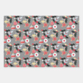 Moderne Weihnachtssaison Rot Silver & Gold Ornamen Geschenkpapier Set (Vorderseite)