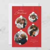 Moderne Weihnachtsschmuck 4 Foto Feiertagskarte (Vorderseite)