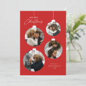Moderne Weihnachtsschmuck 4 Foto Feiertagskarte (Stehend Vorderseite)