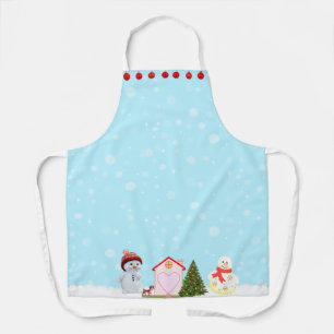 Moderne Weihnachtsschmuck auf Light Blue Schürze