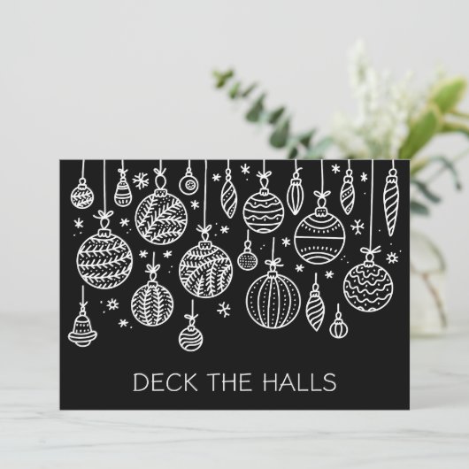 Moderne Weihnachtsschmuck Feiertagskarte (Stehend Vorderseite)