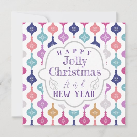 Moderne Weihnachtsschmuck Feiertagskarte (Vorderseite)